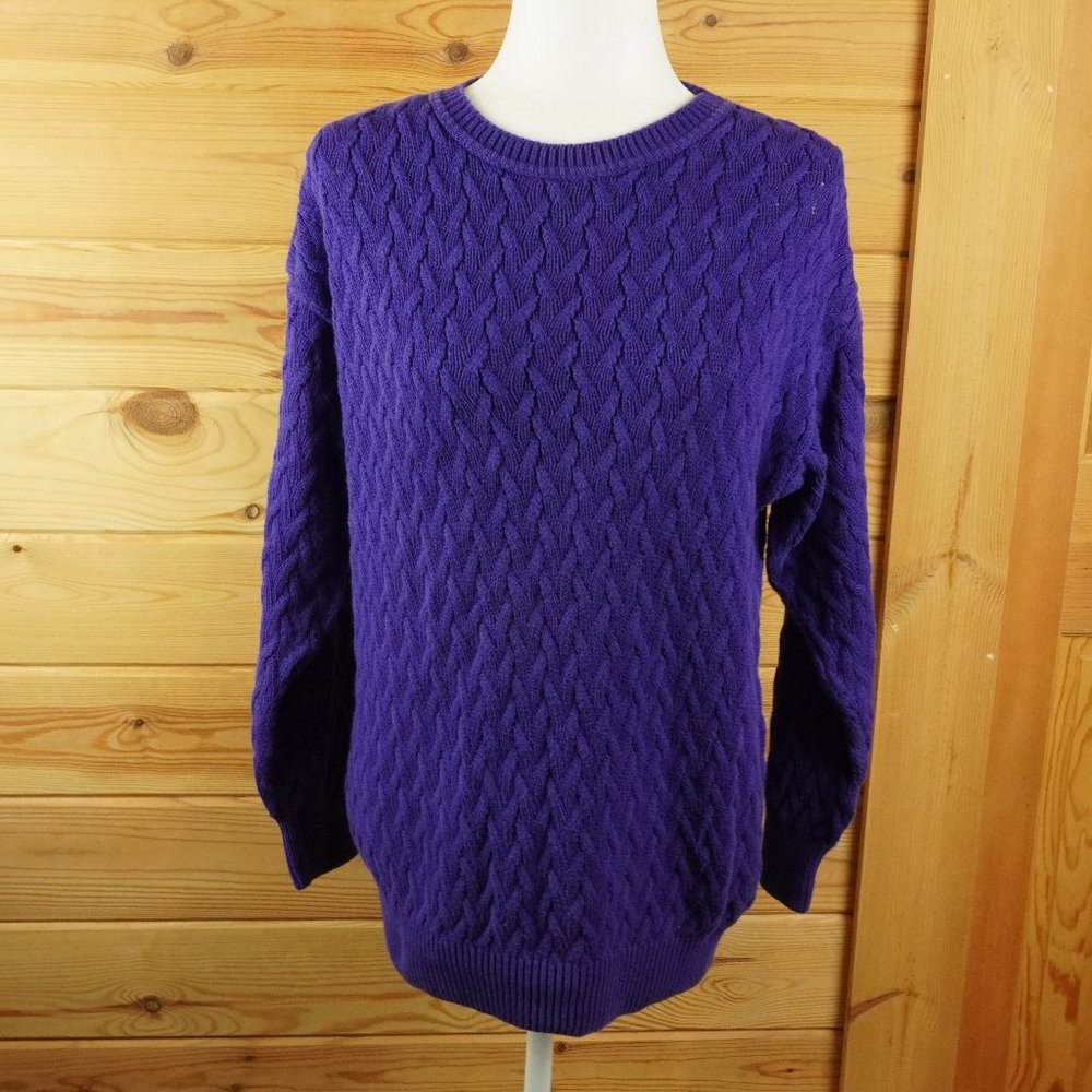 White Street Studio Vintage Purple Knit Crew Neck Sweater Size Large
